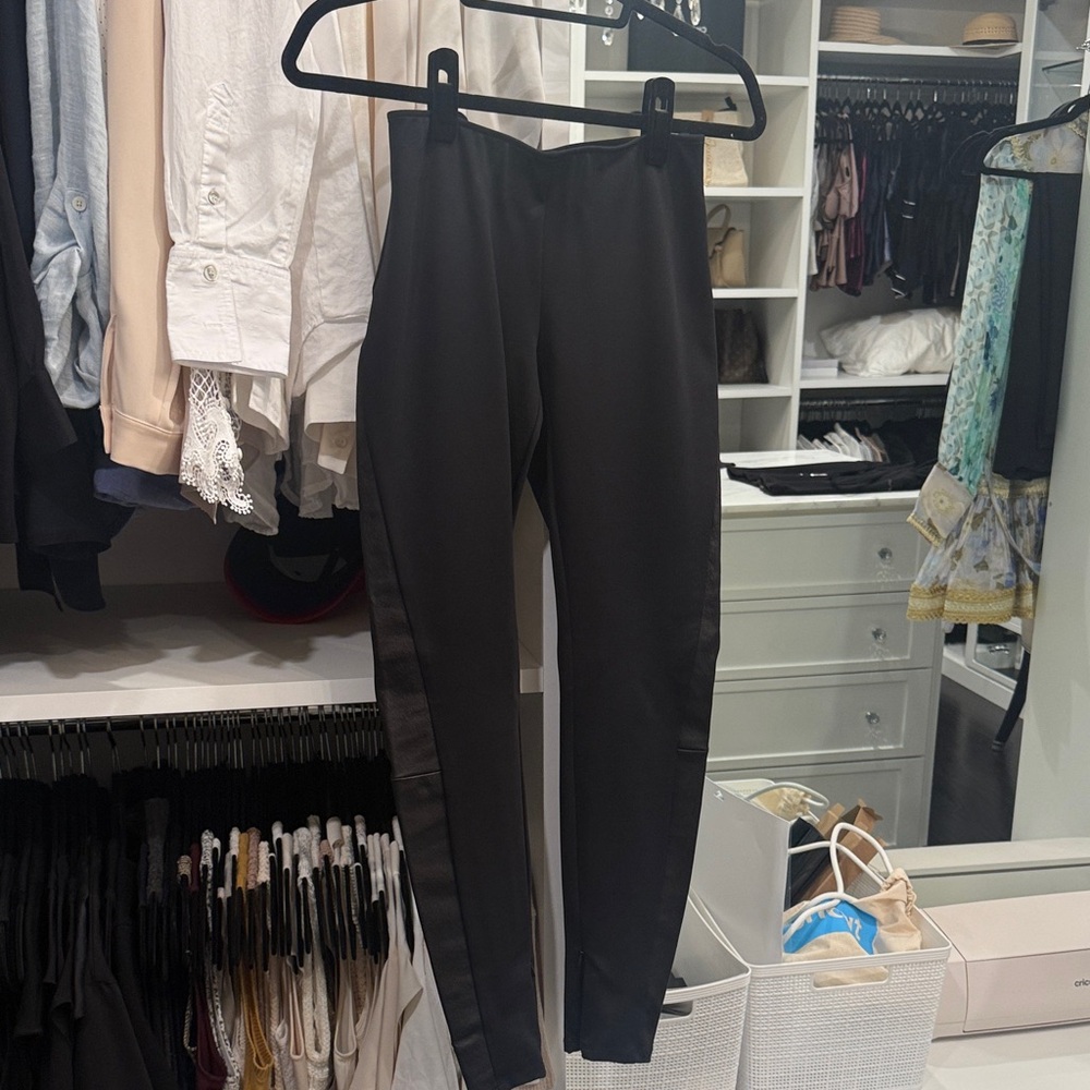 Theory Leather trim black High-Waisted Leggings